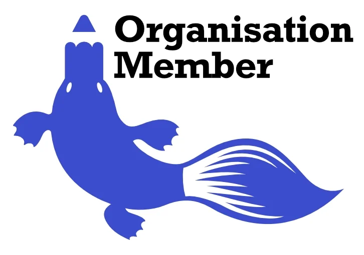 The Illustrators Australia logo is accompanied by the bold text 'Organisational Member' on white background.